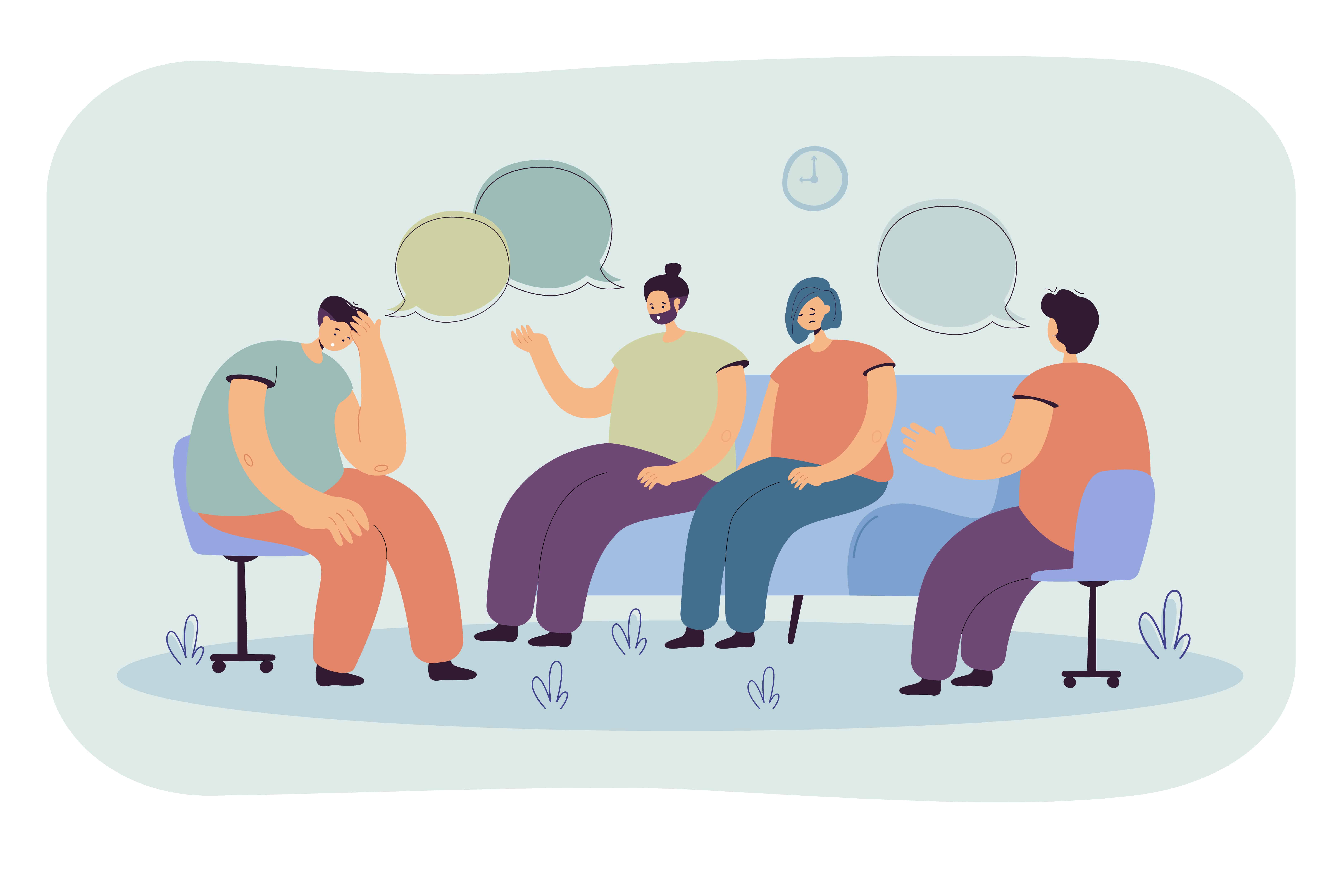 Depressed people counseling with psychologist